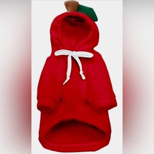 NWOT Red Size 2X Dog Hoodie (With Apple Stem Hood)